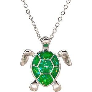 Emerald Elegance: Green Sea Turtle Pendant LUCKY Necklace